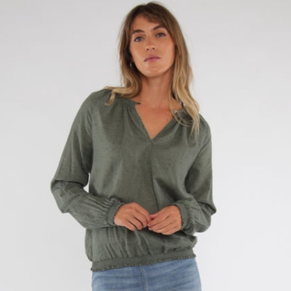 CARVE DESIGNS Jess Top Moss Kima Green Organic Cotton Size XS